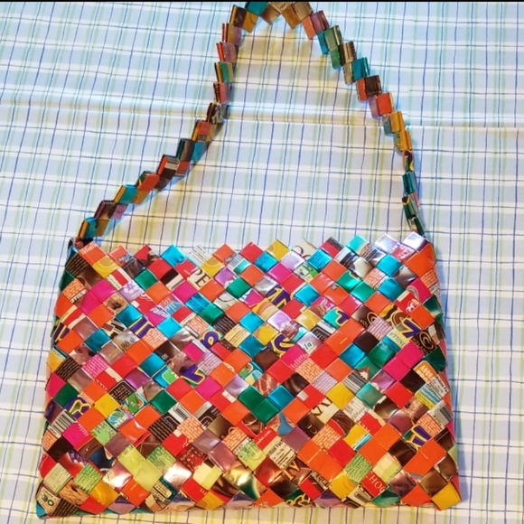 Candy Wrapper Woven Tote - Picture 2 of 3